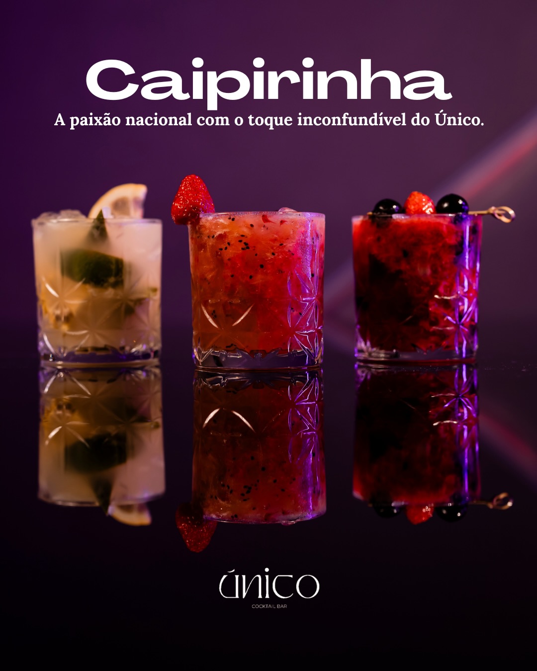 Drink Caipirinha autoral do Único Cocktail Bar