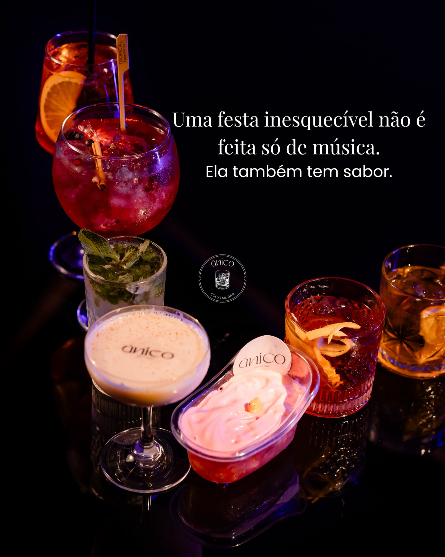 Drinks autorais e sobremesas assinadas pelo Único Cocktail Bar