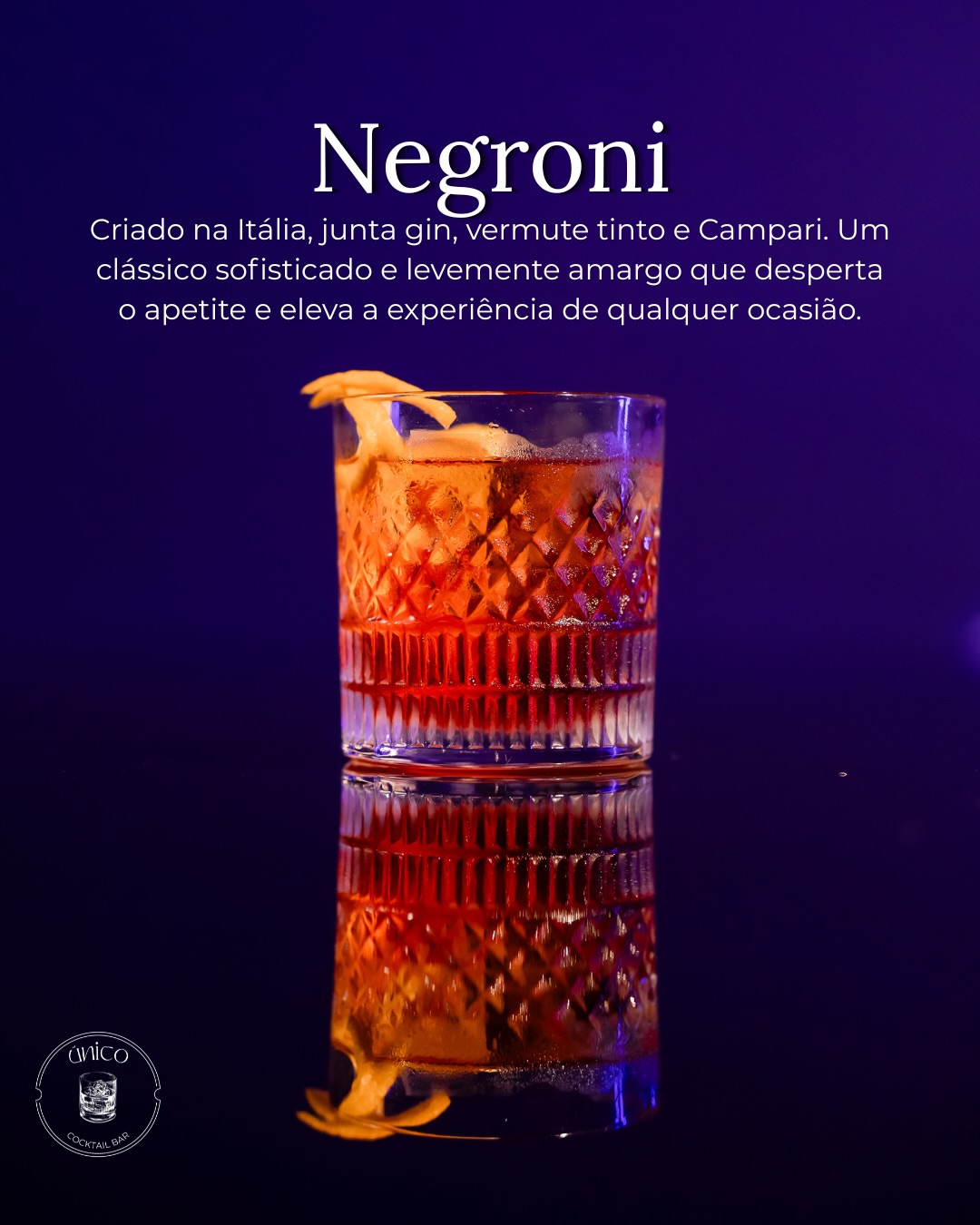 Drink Negroni do Único Cocktail Bar
